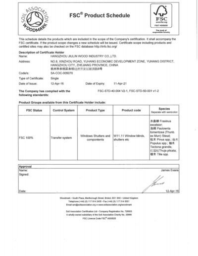 factory professional shutters test report